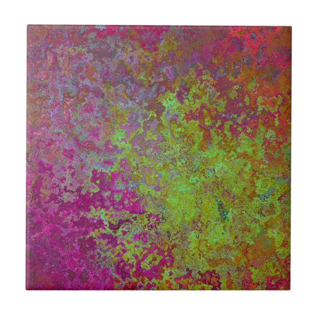 Bold, Colourful, Splatter Paint, Grunge Abstract Ceramic Tile (Front)