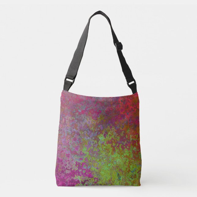 Bold, Colourful, Splatter Paint, Grunge Abstract Crossbody Bag (Front)