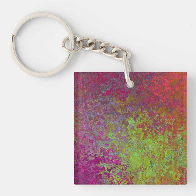 Bold, Colourful, Splatter Paint, Grunge Abstract Key Ring (Front)