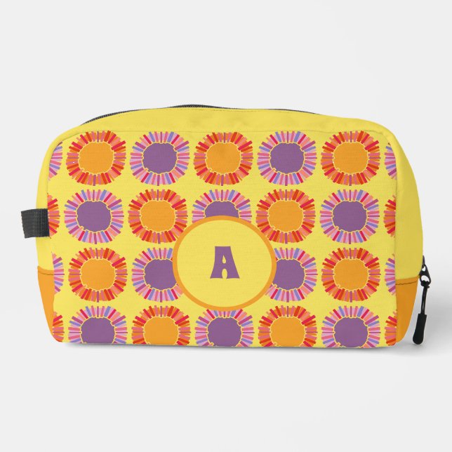 Bold Colourful Sun Rings Monogram Personalised Dopp Kit (Front)