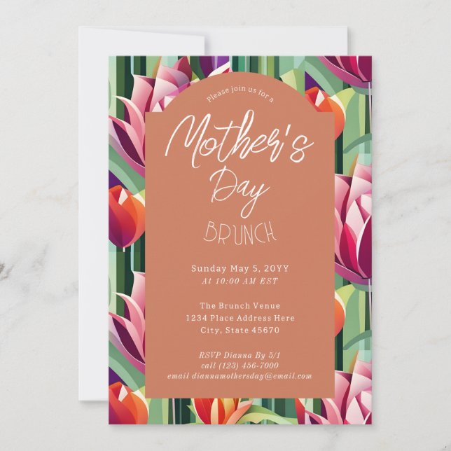 Bold Colourful Terracotta Mother’s Day Brunch Invitation (Front)
