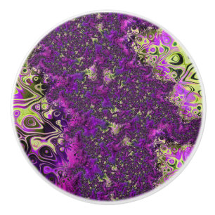 Bold Colourful Trippy Groovy Funky Fractal Art Ceramic Knob