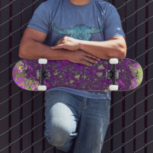 Bold Colourful Trippy Groovy Funky Fractal Art Skateboard
