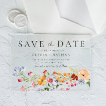 Bold Colourful Wildflowers Wedding Save The Date