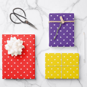 Bold Colours and Petite Hearts Trio Wrapping Paper Sheet