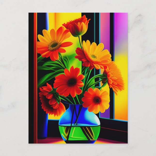 Bold Colours Artistic Floral Bouquet   Postcard (Front)