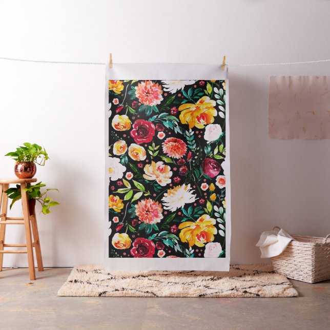 Bold colours flowers collage pattern fabric (In Situ)