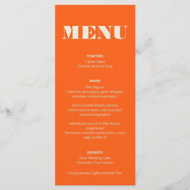 Bold Colours: Menu (Front)