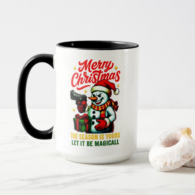 Bold Combo Mug Gangster Snowman unique Christmas  (With Donut)