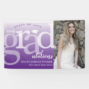 Bold ConGRADulations Purple Ombre Photo Graduation Banner
