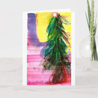 Bold contemporary Christmas tree shines with joy Card