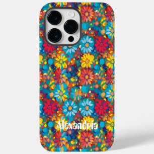 Bold Contemporary Floral Pattern Vibrant Daisies iPhone 14 Pro Max Case