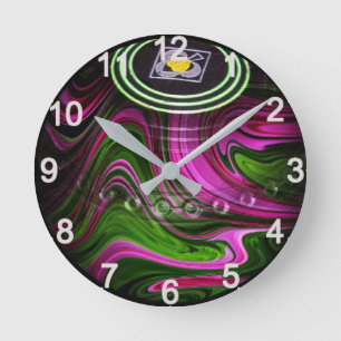 Bold Contrast: Magenta and Green Lawn Bowl Round Clock