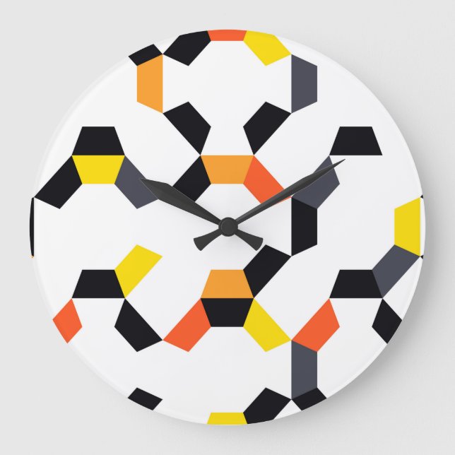 Bold, cool, trendy, unique, modern geometric art large clock (Front)