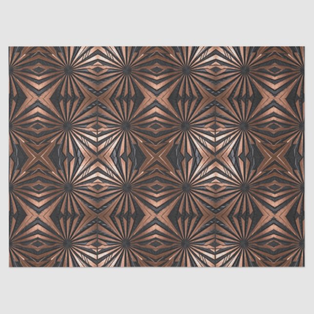 Bold Copper Black Star Pattern Decoupage Tissue Paper (Front)