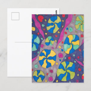 Bold Cosmic Candies Art Postcard