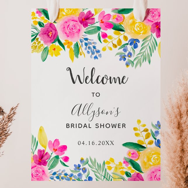 Bold country floral watercolor welcome bridal poster (Bold country floral watercolor welcome bridal poster)