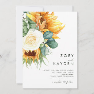 Bold Country Sunflower   All In One Wedding Invitation