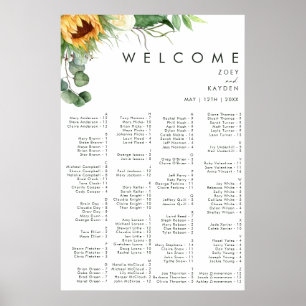 Bold Country Sunflower Alphabetical Seating Poster