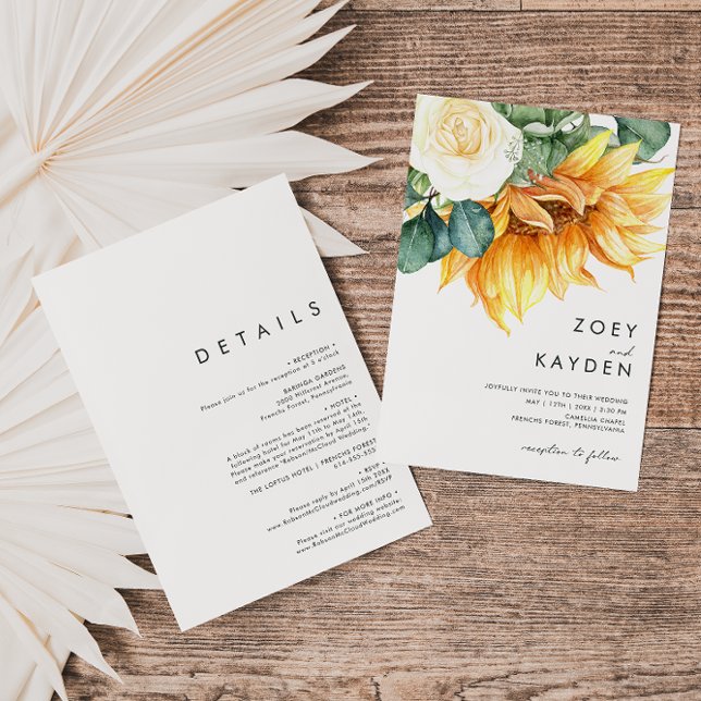 Bold Country Sunflower Bouquet All In One Wedding Invitation (Creator Uploaded)