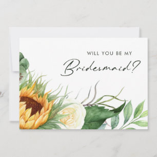 Bold Country Sunflower   Bridesmaid Proposal Card