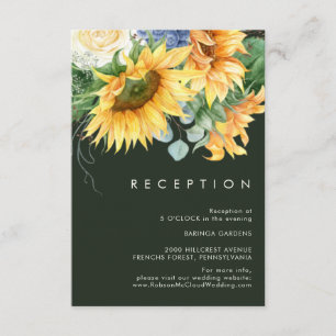 Bold Country Sunflower   Dark Green Reception Enclosure Card