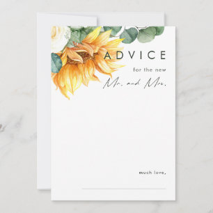Bold Country Sunflower   Dark Green Wedding Advice Card