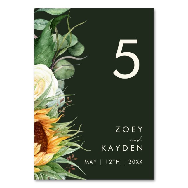 Bold Country Sunflower | Dark Yellow Table Number (Front)