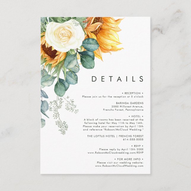 Bold Country Sunflower | Details Enclosure Card (Front)