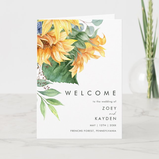 Bold Country Sunflower | Folded Wedding Program (Front)