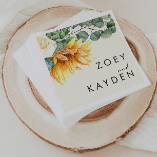Bold Country Sunflower   Light Yellow Wedding Napk Napkin