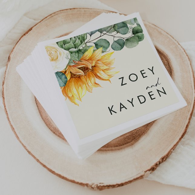 Bold Country Sunflower | Light Yellow Wedding Napk Napkin (Creator Uploaded)