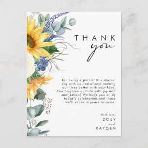 Bold Country Sunflower   Reception Thank You Card