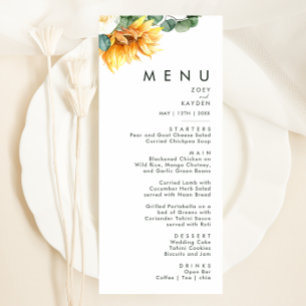 Bold Country Sunflower   Wedding Dinner Menu