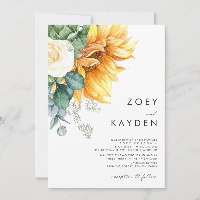 Bold Country Sunflower | Wedding Invitation (Front)