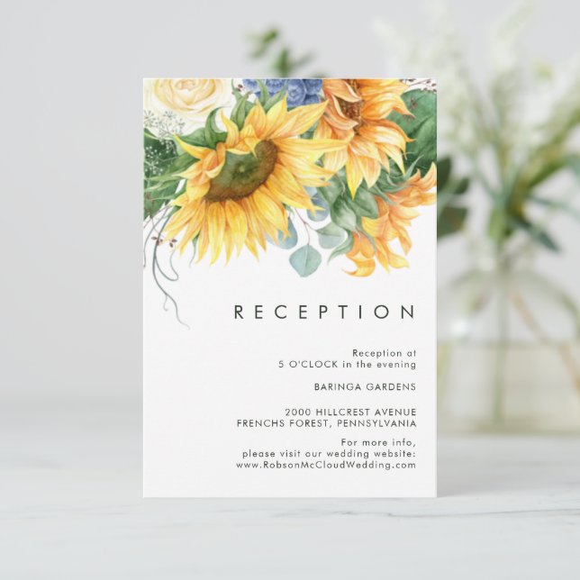 Bold Country Sunflower | Wedding Reception Card (Standing Front)