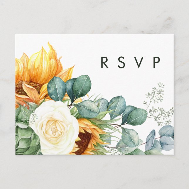 Bold Country Sunflower | Wedding RSVP Postcard (Front)