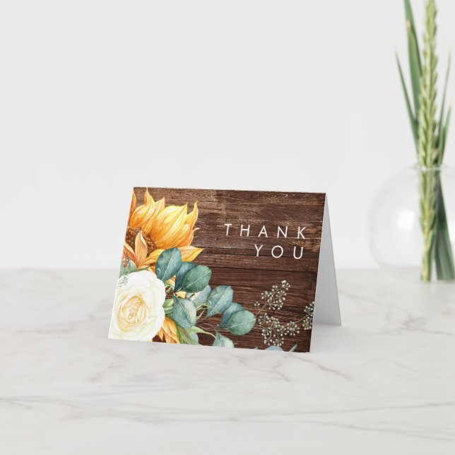 Bold Country Sunflower | Wood Thank You Card (Front)