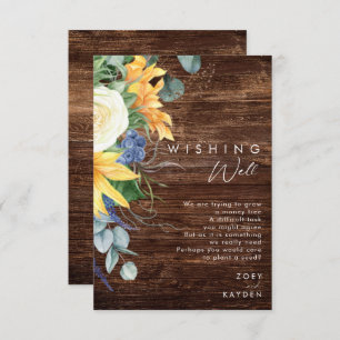 Bold Country Sunflower Wood Wishing Well Enclosure Card