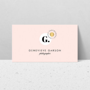 Bold Creative Monogram Logo Pink Social Media Business Card