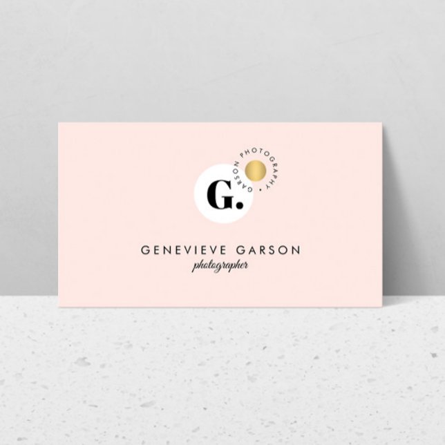 Bold Creative Monogram Logo Pink Social Media Business Card (Creator Uploaded)