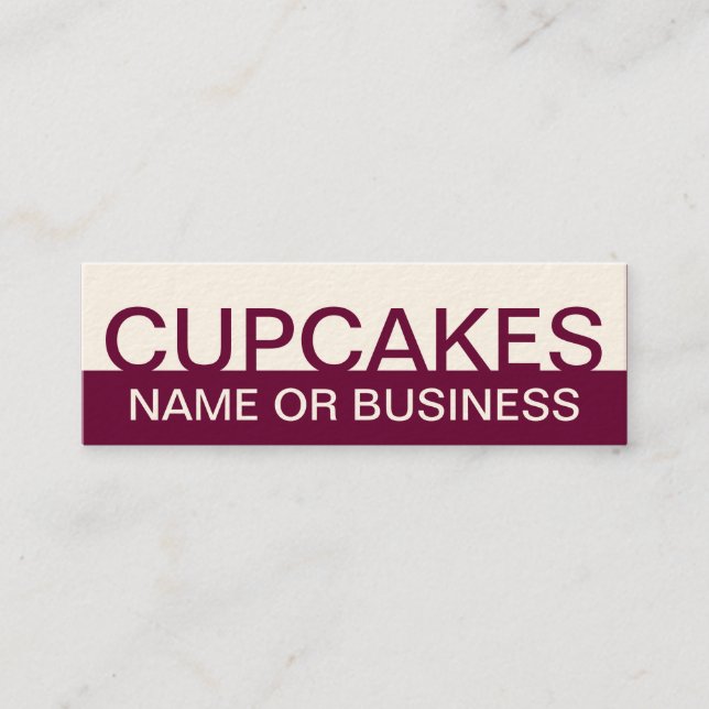 bold CUPCAKES (colour customisable) Mini Business Card (Front)