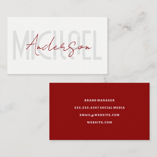 Bold | Cursive Text | Minimalist Business Card (Front/Back)