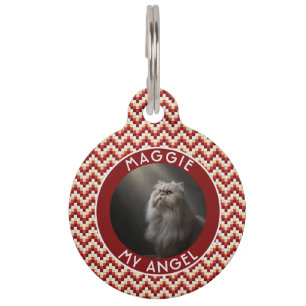 Bold Custom Cat Gift Herringbone Pet Tag