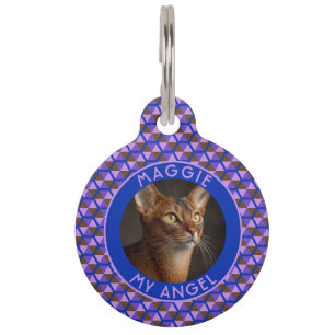 Bold Custom Cat Lover Present Honeycomb Pattern Pet Tag