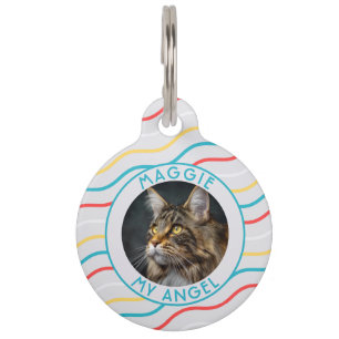 Bold Custom Fur Dad Gift Stripes Pattern Pet Tag