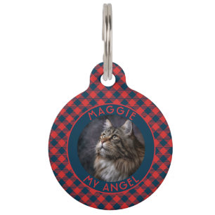 Bold Custom Fur Parent Gift Gingham Motif Pet Tag