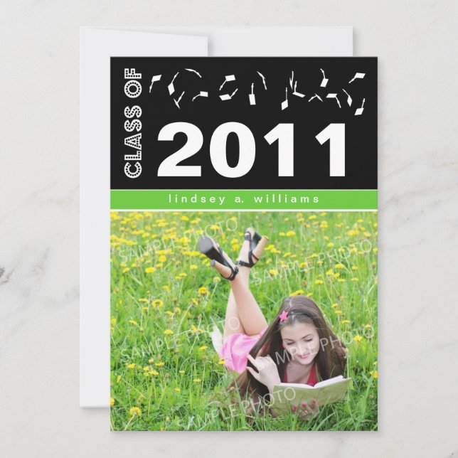 Bold Custom Graduation Announcement (lime) (Front)