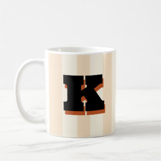 Bold Custom Initial, Personalised Striped Coffee Mug