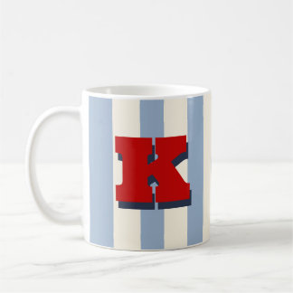 Bold Custom Initial, Personalised Striped Coffee Mug